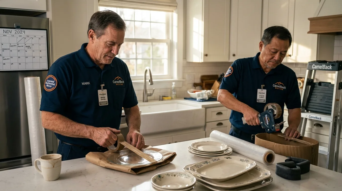Professional crew packing kitchen dishware in Palatine, IL